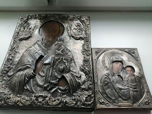 Икона св. Николай Угодник  Аналой оклад 84пр 1870г. Саратов.