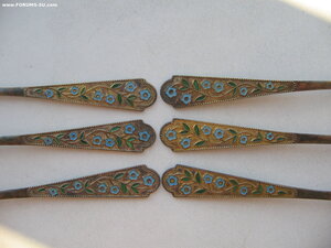 Ложки чайные, комплект. Серебро. Эмаль. Коробка.