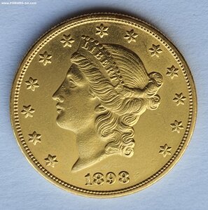 20 долларов 1898 США  золото 33,3 грамм