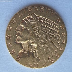5 долларов 1911 индеец  золото