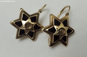Золотые серьги шестиконечная звезда