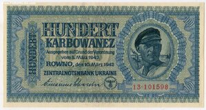 100 карбованцев 1942 г. UNC- !!!