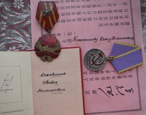 Медаль "За трудовое отличие" + медаль КНР (документы)