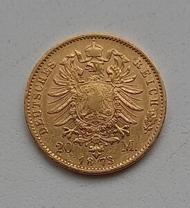 20 марок 1873 года.  Бавария.