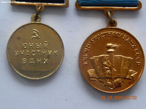 Медали " Юный участник ВДНХ " 1966-1990г.г. и 1990-1991г.г.