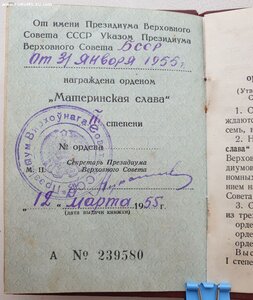 Материнская Слава 3ст. № 604.192 редкий цвет эмали