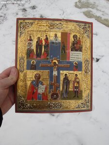 Икона Четырехчастная, с Распятием Христовым 19 век