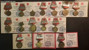 комплект на одного ордена и медали КПРФ, РСВ и юб.СССР и РФ+