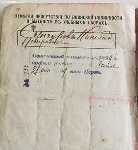 Свидетельство Ополченца _1898 г.