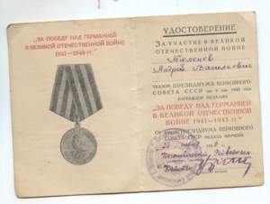 Отвага 2354109, БЗ 1582545, ЗПНГ, 20 лет Победы, Документы.