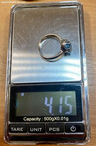 Женское золотое кольцо с голубым топазом. Белое золото 750