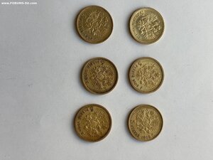 5 рублей Николай II,6 штук одним лотом,продажа
