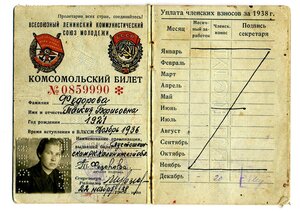 Комсомольский билет 1938 г