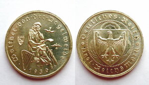 3 марки Веймар 1930 G. Вальтер Фогельвейде. Тираж = 18000 шт