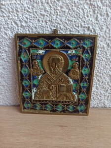 Икона: Святитель Никола Чудотворец (Никейское Чудо) Эмали.