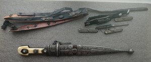 Кинжал серебро 84 проба + кожаный пояс с накладками серебро
