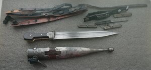 Кинжал серебро 84 проба + кожаный пояс с накладками серебро