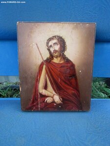 Икона "Спас в терновом венце" 19 век красивая