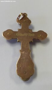 Золотой нательный крест. Эмаль,бриллианты.