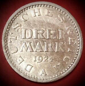 3 марки 1924 Веймарская республика.