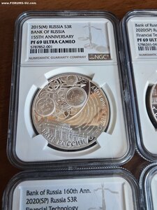 Лот из 4 монет в слабах PF69-70 Ultra Cameo Банковское дело