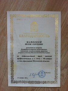 благодарность губернатора Московской области