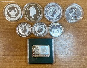 Серебряные инвестиционные монеты. 11 монет одним лотом.