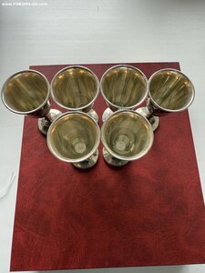 Рюмки серебро 875, чернь, набор 6 штук