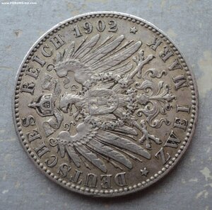 Саксония 2 марки 1902 года. Не посмертная, король Альберт