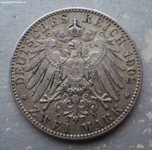 Саксония 2 марки 1902 года. Не посмертная, король Альберт