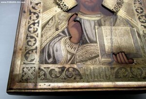 Икона "Господь Вседержитель" аналой, штихельный оклад.