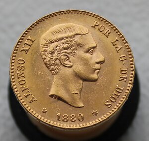 20 песет 1880 года, Альфонсо XII Королевство Испания, ЗОЛОТО