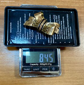 Золотая брошь 56 пробы. Большой размер. Эмаль, жемчуг