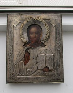 Икона, Господь Вседержитель, оклад серебро 84пр., 1886г. Про