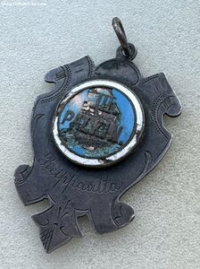 Спортивный призовой жетон в серебре 1908. Финляндия в РИ.