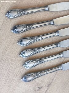 Набор серебряных столовых ножей ЗИД. СССР. 6 штук.