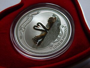 Ниуэ 2 доллара 2009 г. Любовь драгоценна. Чёрные лебеди.