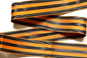 Лента Георгиевская 36 мм х 96 см. Шелк, Муар