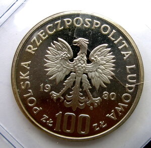 Польша 100 зл. Ян Кочановский. 1980г. 10000шт.Редкая PROOF.