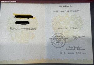 Медаль за отвагу на доке 173661