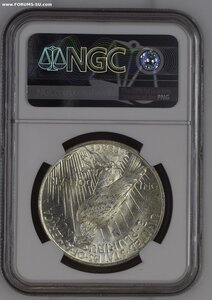 1 доллар 1923 г. - Мирный - США - слаб NGC MS 64