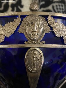 Классная сахарница для рафинада(серебро,кобальт.стекло)19в.