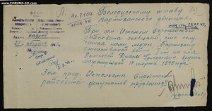 Временное удостоверение на Партизана 1 степени. Женщина.