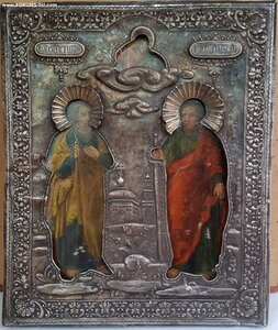 Икона Апостолы Пётр и Павел. Серебро.