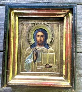 Икона Господь Вседержитель. Латунь, штихель, золочение