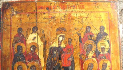 Икона "Скорбящим Радость Пр.Богородицы" c предстоящими.
