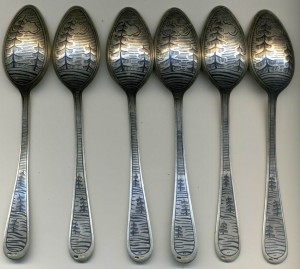 Ложки чайные , серебро 875