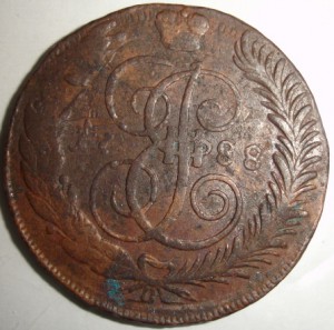 5 копеек 1788г. ММ - перечекан.