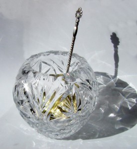 Набор для компота: ложка серебро 875 + хрусталь