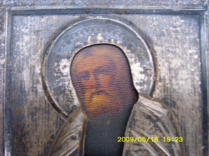 Серафим Саровский в окладе и киоте